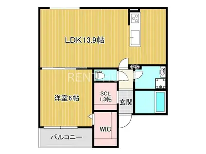 クレア法善寺(1LDK/3階)の間取り写真