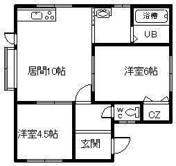 春光台3-8 2戸(2LDK/2階)の間取り写真