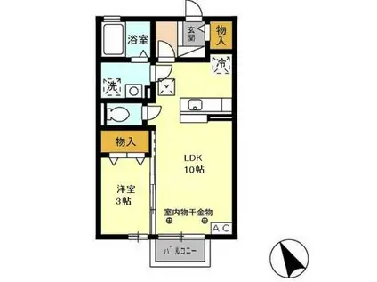 グランモア新豊A(1LDK/1階)の間取り写真