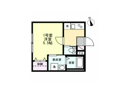 ベイルーム本厚木NORTE(1K/3階)の間取り写真