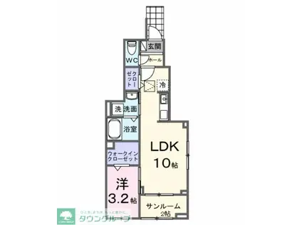 東武東上線 森林公園駅(埼玉) 徒歩20分 3階建 新築(1LDK/1階)の間取り写真