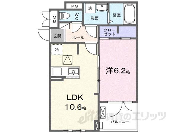 フルール彦根(1LDK/3階)の間取り写真