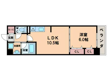 グランセジュール大国町(1LDK/3階)の間取り写真