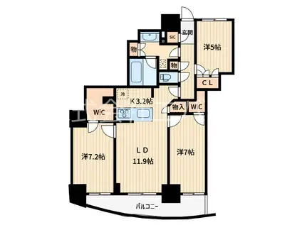 ドリームタワーキュアレジデンス(3LDK/11階)の間取り写真