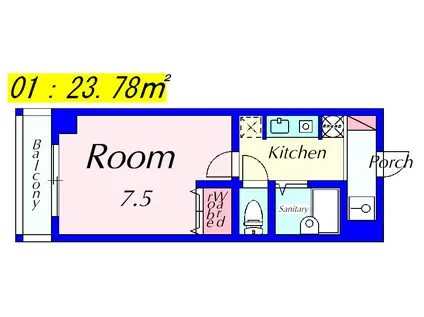 アルカディア堂山(1K/2階)の間取り写真