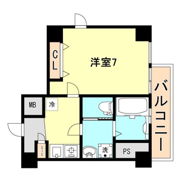 キューブコート(1K/8階)の間取り写真
