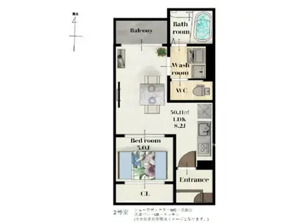 REGALEST薬師堂13(1LDK/3階)の間取り写真