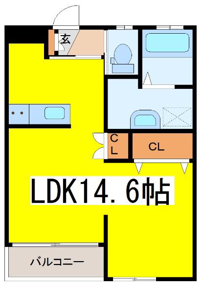 コリーナA棟(ワンルーム/2階)の間取り写真