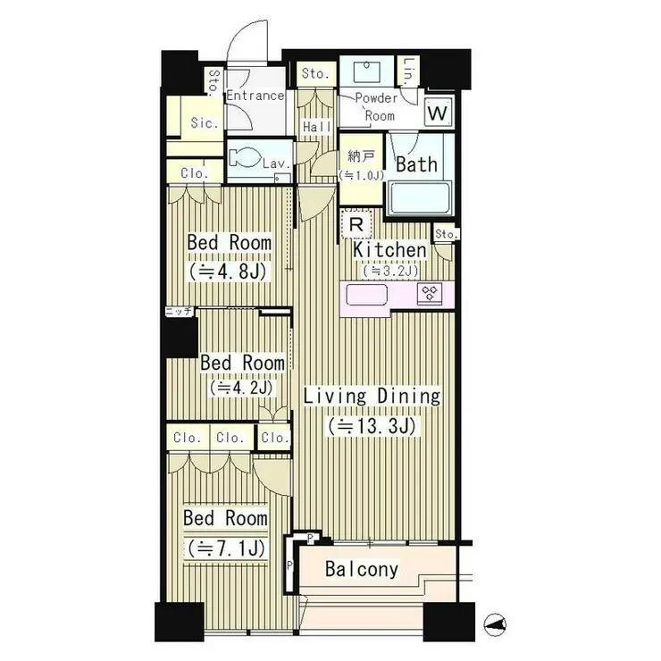 富久クロスコンフォートタワー 50階階 間取り