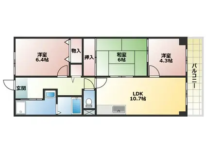 ソーシャルライフ西明石(3LDK/4階)の間取り写真
