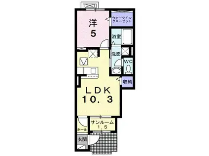 カインドハウスIII(1LDK/1階)の間取り写真