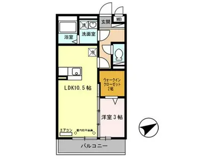 セジュール東阿保 B棟(1LDK/1階)の間取り写真