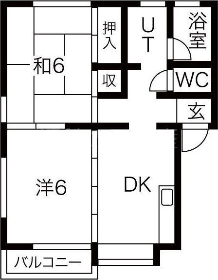 フロイデン(2DK/2階)の間取り写真