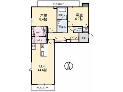 スカイM・A(2LDK/3階)の間取り写真