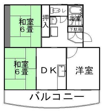 道原マンション(3DK/4階)の間取り写真