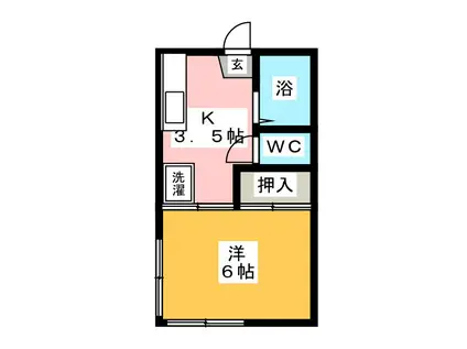 常楽ハイツ1号棟(1K/1階)の間取り写真