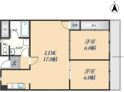 ハピネス48(2LDK/2階)の間取り写真
