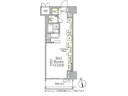 ザ・パークハビオ神楽坂レジデンスサウス(ワンルーム/8階)の間取り写真