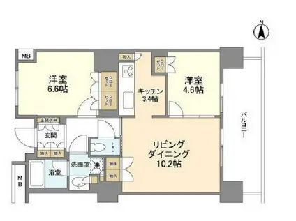 豊洲シエルタワー(1LDK/18階)の間取り写真