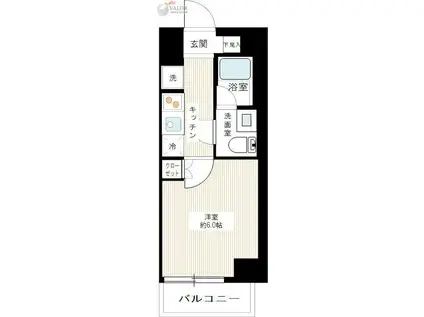 SQUARE CITY TSURUMI RIVERSID(1K/6階)の間取り写真