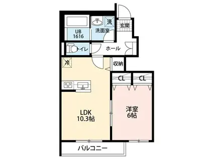 コントレイルI(1LDK/1階)の間取り写真