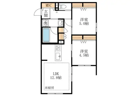CIELOシエロ(2LDK/1階)の間取り写真