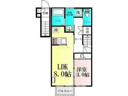 BAU・FB(1LDK/2階)の間取り写真