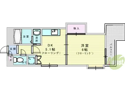 コンフォート岸部(1DK/4階)の間取り写真