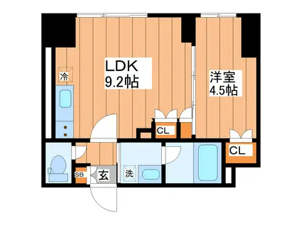 渡幸ベルメゾン五橋(1LDK/3階)の間取り写真