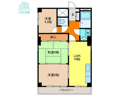 溝川ハイツ(3LDK/3階)の間取り写真