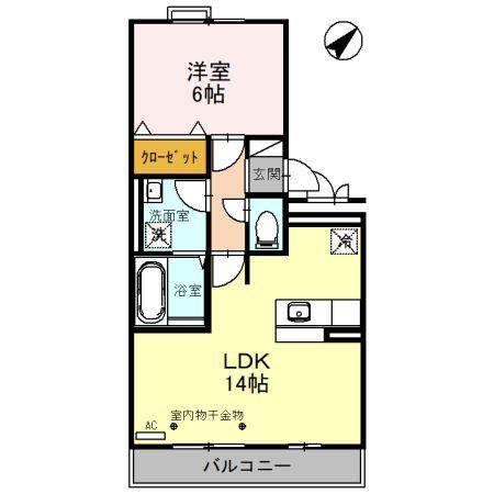 リビングタウン小松弐番館 A棟(1LDK/2階)の間取り写真
