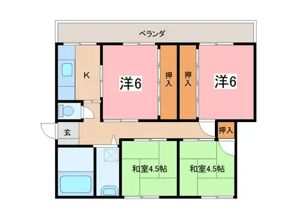 エスパース(4K/2階)の間取り写真