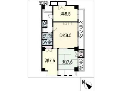 山田ビル(3DK/4階)の間取り写真