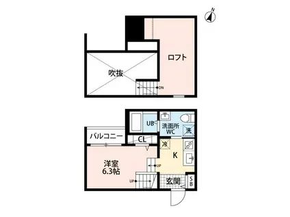 LALUCE黒髪(ワンルーム/2階)の間取り写真