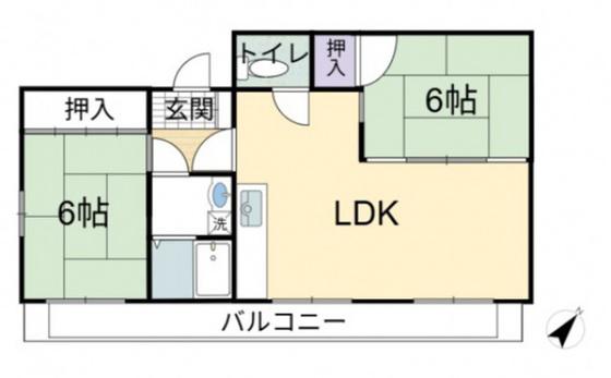 コープYK(2LDK/2階)の間取り写真