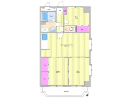 タイガーズガーデン美しが丘(3LDK/3階)の間取り写真