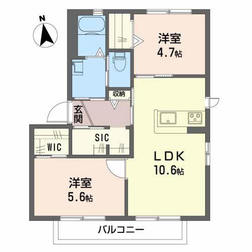 シャルム梶原(2LDK/2階)の間取り写真