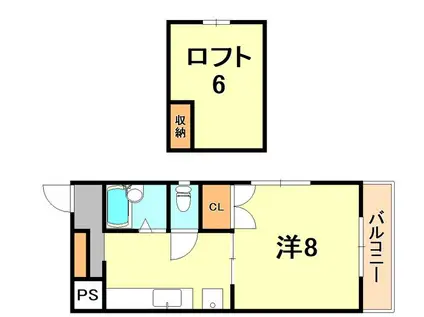 ハイム若松(1K/1階)の間取り写真