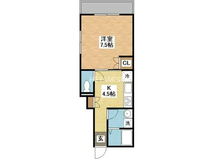 PARADISE SAKAMOTO(1DK/1階)の間取り写真