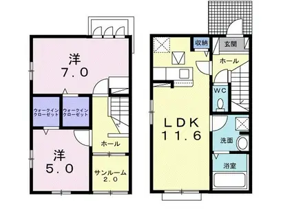 南岩国1丁目(2LDK/1階)の間取り写真