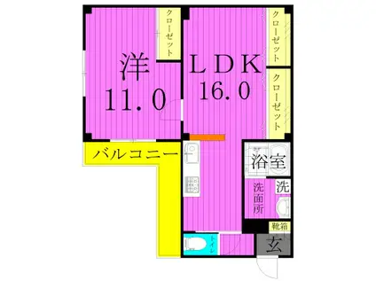 M-グレイス8(1LDK/1階)の間取り写真
