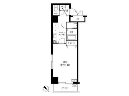 コンセール(1K/3階)の間取り写真