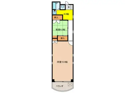 アミューズコート(2K/3階)の間取り写真