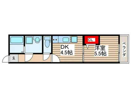 アーク天台(1DK/2階)の間取り写真