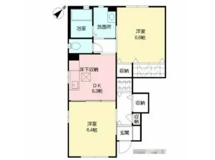 コンサルジュ M  I棟(2DK/1階)の間取り写真