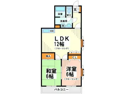 グランデ・エル(2LDK/2階)の間取り写真