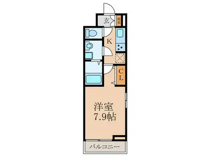 カーサフォレスタ太秦(1K/2階)の間取り写真