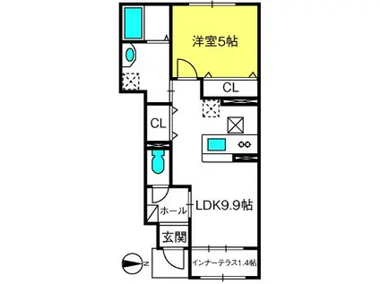 GRAN COSTA I(1LDK/1階)の間取り写真