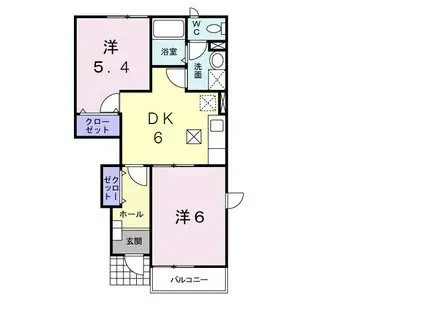パークメゾン末広D(2DK/1階)の間取り写真