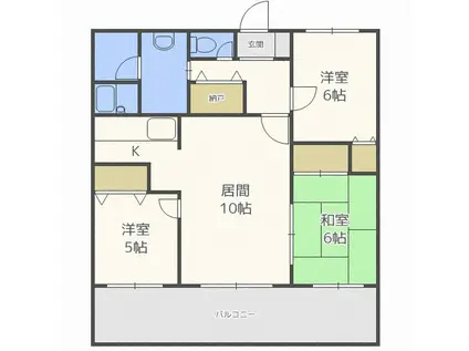 ライオンズマンション西線6条(3LDK/9階)の間取り写真